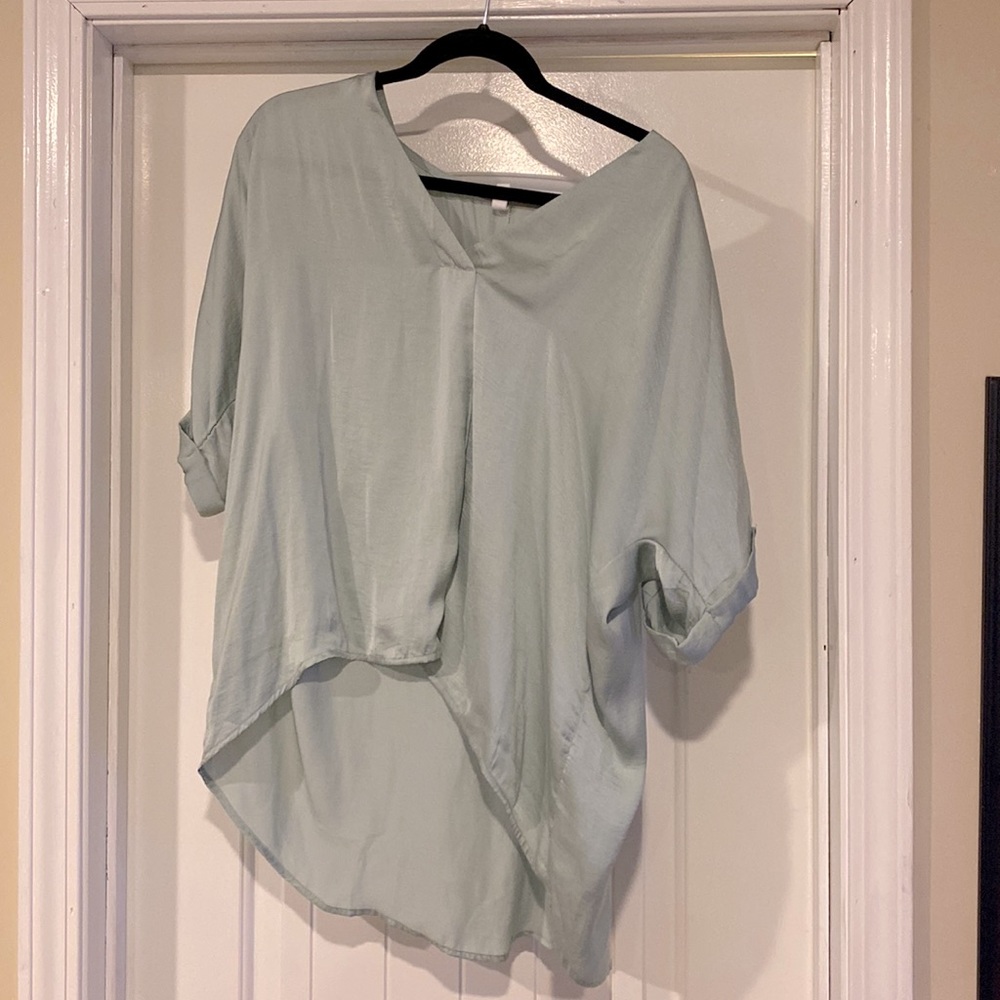Mint green silky blouse